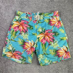 Polo Ralph Lauren Swim Shorts Men’s 32 Blue Floral Hawaiian Lined Pockets